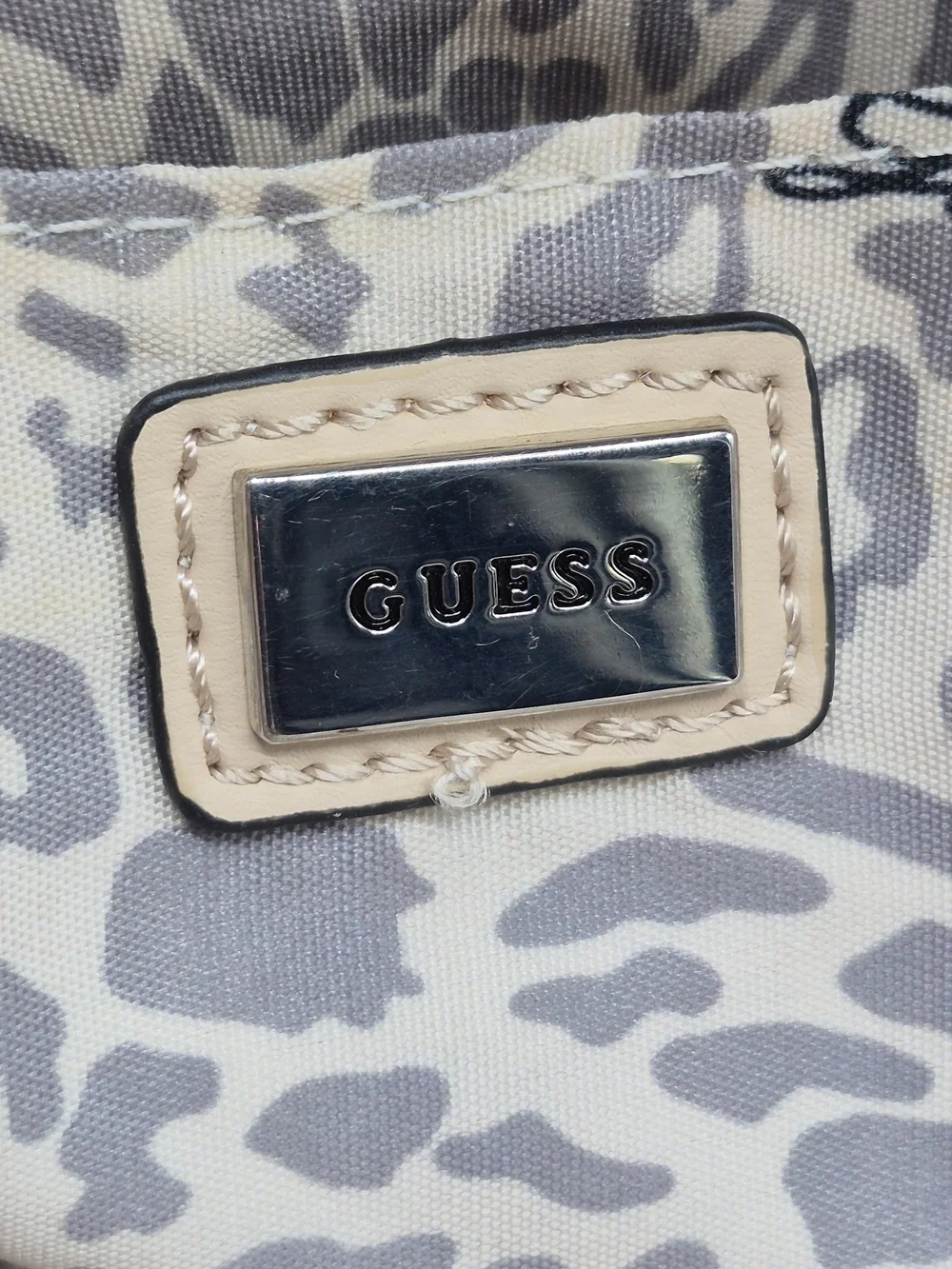 GUESS Beige and Gray Signature Satchel